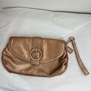 Coach Cooper Metallic Bronze Ali Large Clutch Wristlet